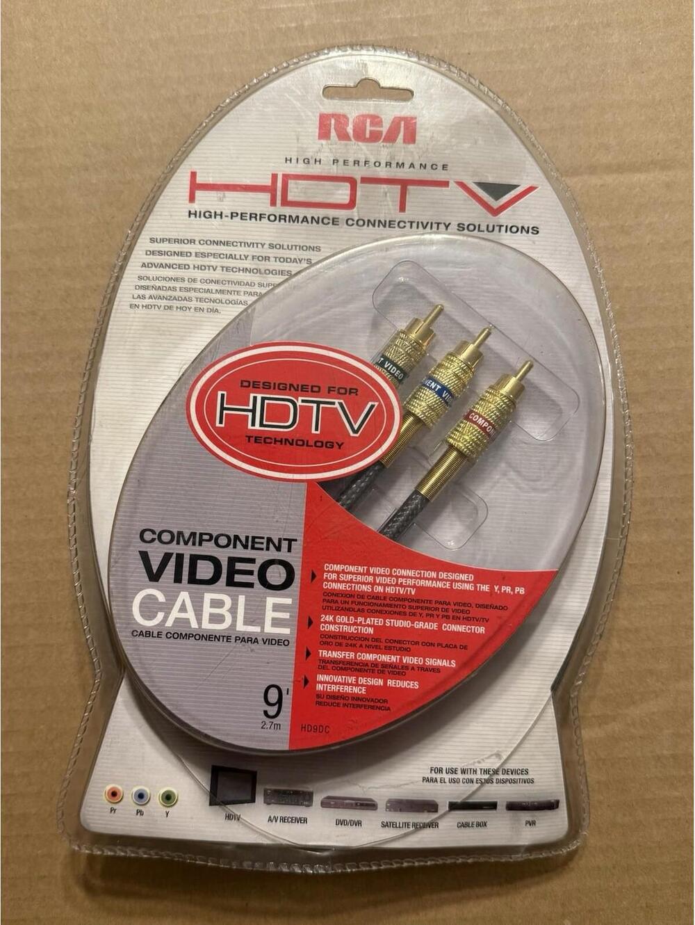 RCA HDTV Digital Component Video Cable 9 ft Gold Plated‎ HD9DC NEW In Box
